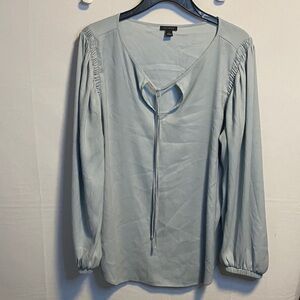 Ann Taylor Light Blue Blouse with Tie Detail